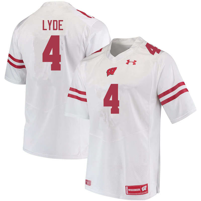 Men #4 A'Khoury Lyde Wisconsin Badgers College Football Jerseys Sale-White - Click Image to Close